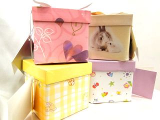 Gift Boxes Cardboard Present Box With Note Card & Ribbon Decorative