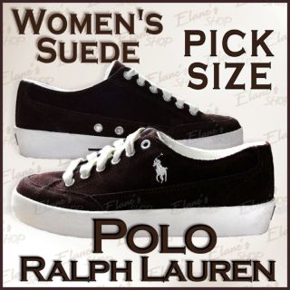 POLO Ralph Lauren BROWN Suede Leather Sneaker Trainers Shoes US Women