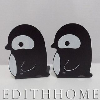 Sea Animals Penguin Metal Bookends / Book Stand for Kid 2pc   Black