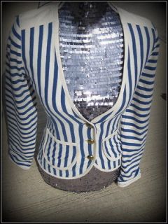 new $188 marc jacobs nautical sailor blue white stripe knit dress