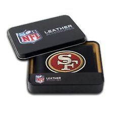 SAN FRANCISCO 49ERS BLACK LEATHER TRI FOLD WALLET WITH GIFT TIN NEW