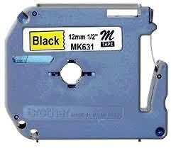 Brother MK631 M 12mm black on yellow P touch tape PT55 PT65 PT70 PT80