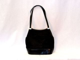 Brighton Black Genuine Leather Handbag with Faux Fur