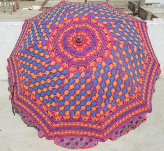 Big Garden Umbrella Patio Hand Embroidery decor Art India free