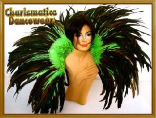 GREEN BRAZIL Feather SAMBA CARNIVAL BACK PACK COLLAR