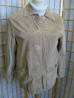 63369 Lovely Tan Ladies Suede Leather Coat Jacket MED.