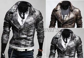 SHO Mens/Boys Slim Fit Sexy Style PU Leather Motorcycle Jacket Short
