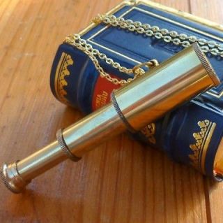 Steampunk Victorian brass Spyglass TELESCOPE NECKLACE pirate pendant