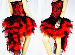 Burlesque Moulin Rouge Carnival Red Black Show Costume Dress Up TuTU