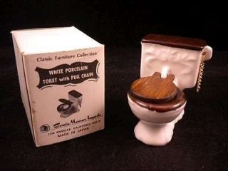 Miniature SONIA MESSER Porcelain TOILET w/ BOX # 951 & Pull Chain