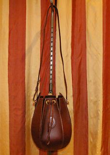 DE CARTIER Burgundy Leather Drawstring Bucket Bag Shoulder Handbag