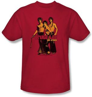 Bruce Lee T shirt Adult Nunchucks Red