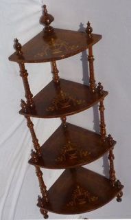 Victorian burr walnut inlaid etagere, 19th