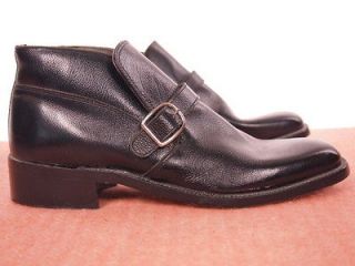 1980s Vintage JC PENNY Black Leather Monk strap Ankle Slip on Boots US