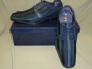 New Mens Navy Blue Satin Fabric Formal Dress Shoes