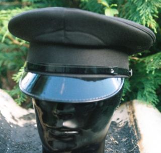 Black EX POLICE PEAKED CAP/HAT 56 M Military Chauffeur Visor goth