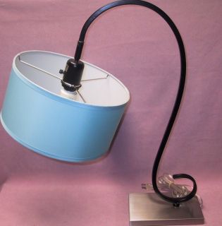 24 Arc Wrought Iron Table Lamp Brushed Stainless Base 12 Turquoise