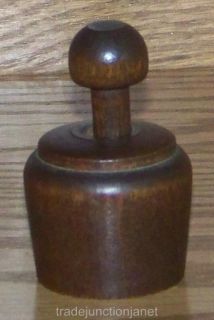 NM ANTIQUE SMALL WOOD BUTTER/COOKIE STAMP PRESS   TULIP PATTERN
