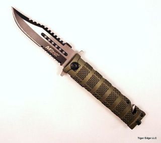 NEW Large Mtech Green Bayonet Style Folding Knife