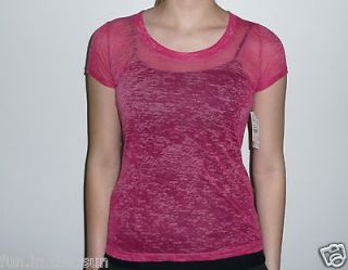 MED PINK BURN OUT T SHIRT TOP GR8 W CAMIS TANKS & OVER BIKINI S NWT