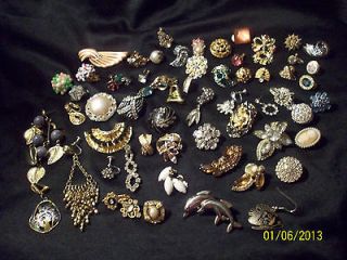 Vintage Single Earrings Jewelry Lot Some Signed Rhinestones Hobe Weiss