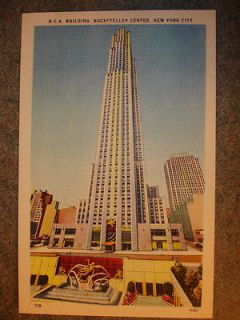 Old Vtg Antique Postcard R.C.A. Building Rockefeller Center New York