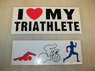 Triathlete Triathlon Decal USA Red White Blue Woman Men Bumper Sticker