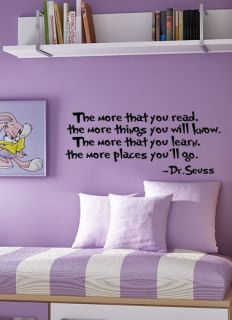 DR SEUSS VINYL DECAL WALL SAYINGS STICKER LETTERING QUOTES kids teen