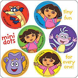 90  DORA The Explorer MINI DOT Stickers Kids Party Treat Loot Bags