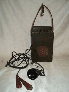 Communications Dovetail Wood Field Telephone Radio w/ Headset VTG Old