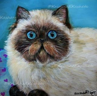 HIMALAYAN CAT GICLEE of Painting longhair Cream Persian Kitten Kasheta