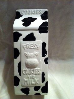 COW BLACK AND WHITE MILK CARTON COOKIE JAR BY HOUSTON HARVEST PRODUCTS