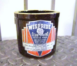 New WISPRIDE Calumet Wisconsin Cheese 1920s Ceramic Advertising Crock