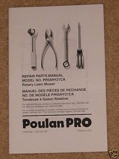 2001 Poulan Pro Push Mower Illustrated Part List Manual