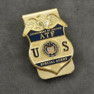 ATF Justice DOJ Federal Special Agent Emblem Money Clip Gold NEW