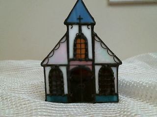 stained glass standing CHURCH candle holder