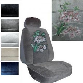 SEAT COVERS CAR TRUCK SUV HUMMINGBIRD with PURPLE FLOWER LOW BACK pp