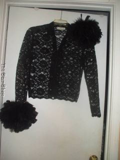 BYER CALIFORNIA SZ.M BEAUTIFUL BLACK LACE JACKET WITH ADDED OSTRICH