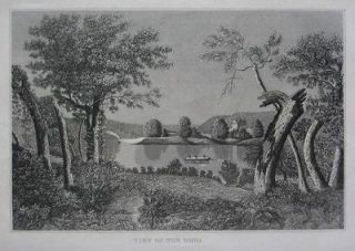 Original 1867 Engraving YEATMAN RESIDENCE Cincinnati Ohio River Flat