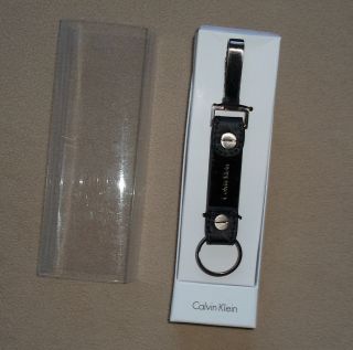 Calvin Klein Metal and Leather Key Fob with Carabiner Lock in a Gift