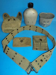 WWII US Web Belt with Original Canteen, First Aid Pouch, and 1911 Mag