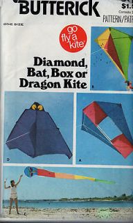 Sewing Pattern Butterick 6111 Diamond Bat Box Dragon Kite Uncut