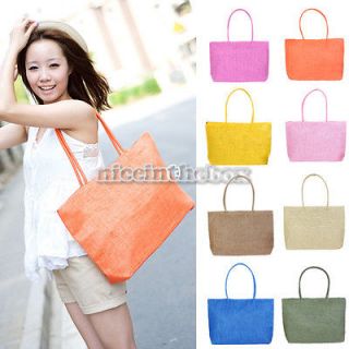 New Women Fashion Straw Summer Beach Tote Shoulder Big Bag 8 Color