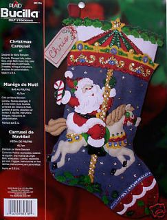 Bucilla Christmas Carousel ~ 18 Felt Christmas Stocking Kit #85316