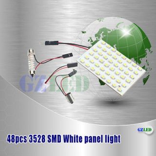 3528 LED White Panel Light Interior Dome Door Car Light + 3 Adapters