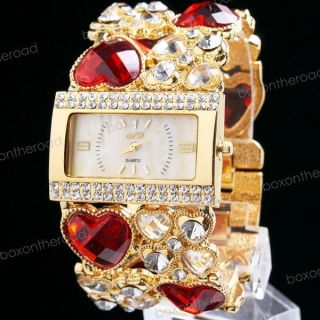 Luxury Women Diamond Crystal Analog Bungle Wedding Bracelet Watch
