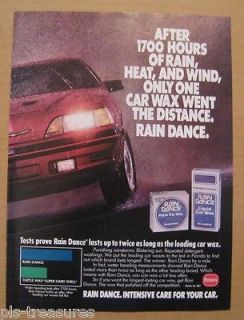 1987 Rain Dance Car Wax, Paste or Liquid Color AD