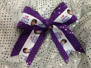 Justin Bieber Purple Sparkle Cheer Dance Ribbon Bow or Keychain