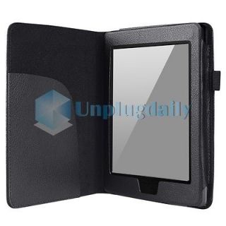 Black Smooth PU Leather Folio Case Cover For  Kindle Paperwhite