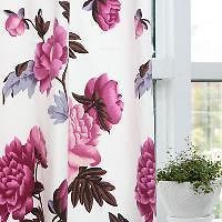 PURPLE FLOWER WHITE SEWING UPHOLSTERY CURTAIN FABRIC 1YARD X 110WIDE